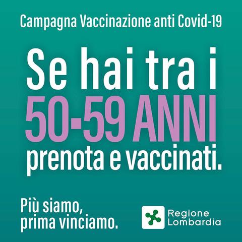 Prenotazione vaccino anti Covid-19 per persone tra i 50 e 59 anni