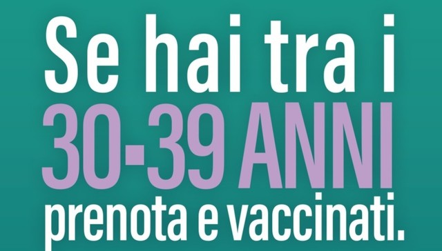 Prenotazione vaccino anti Covid-19 per persone tra i 30 e 39 anni